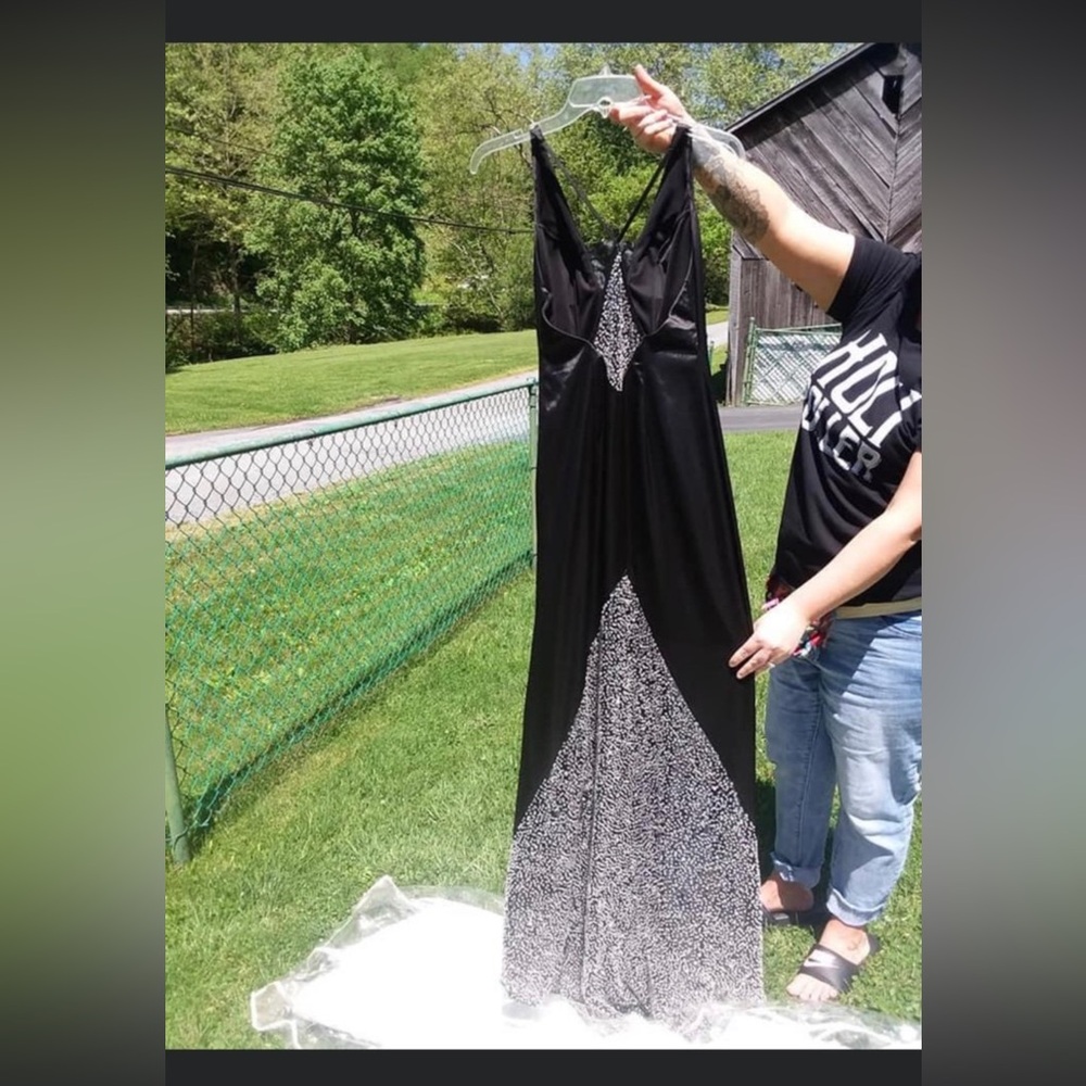 Black dress gorgeous beaded train